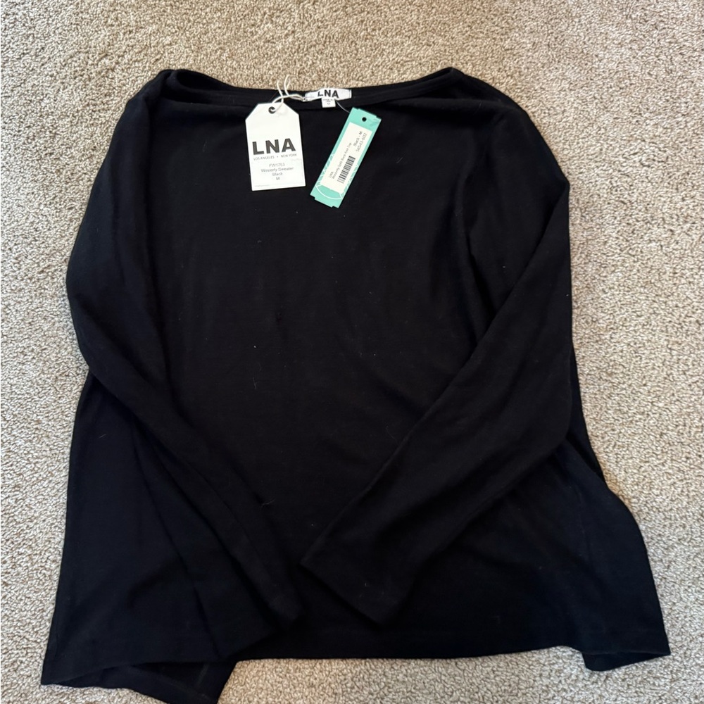 LNA Black Long Sleeve Blouse